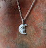 Little Crescent Moon Face Pendant